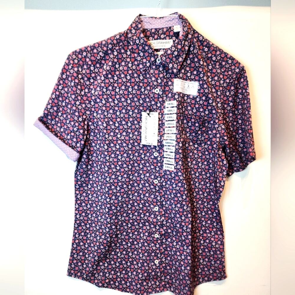 Nick‎ Graham New Performance Un Tuck Shirt Quick Dry Wrinkle Resistant Size S